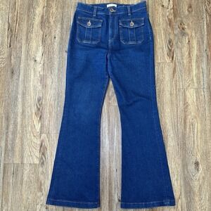 LOFT High Rise Slim Flare Jeans Womens 30/10 Stretch Denim Front Pockets Casual